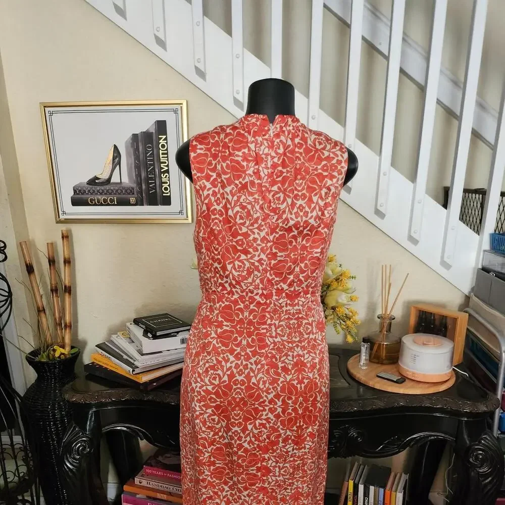 Tory Burch Coral Sleeveless Sheath Dress size 10